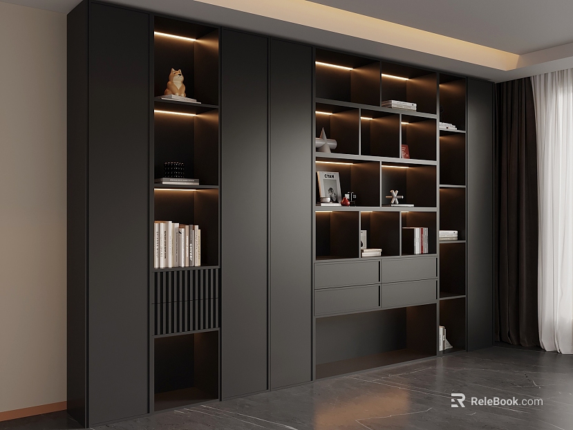 New Chinese-style bookcase texture