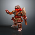 Standing Man With Red Hair In Samurai Style Armor Holding Large Axe