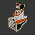 White and Orange Robot with Camera Screen Mechanical Structure and Modern Design