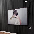 Portrait Painting of Woman with Bun Hair and Hummingbird in Wooden Frame