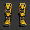 Durable Yellow Outdoor Boots With Black Straps And Functional Design