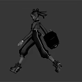 3D Game Movie Character With Black Outfit Unique Hairstyle And Dynamic Pose