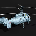 Light Blue Helicopter With Rotors Fuselage Tail Rotor And Detailed Design