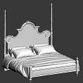 Luxury Classic Double Bed with Ornate Gold Headboard and Purple Bedding