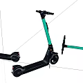 Modern Foldable Electric Scooters With Black And Light Green Frames 3d model
