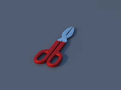 Household Scissors With Red Handle And Sharp Stainless Steel Blades For Daily Use 3d model