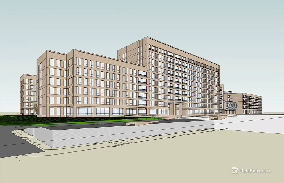 Modern Office Building Exterior Design With Multiple Floors Large Windows And Light Facade 3d model