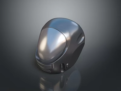 Modern Tactical Weapon Helmet With Silver Metallic Reflective Surface 3d model