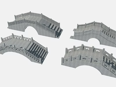 Traditional Stone Arch Bridges With Decorative Railings And Architectural Details 3d model