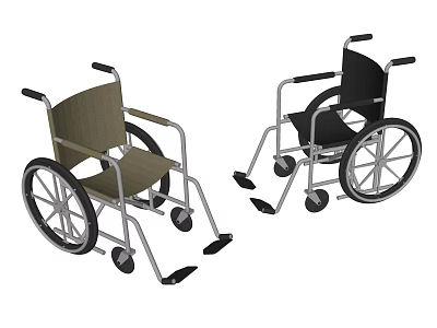 Medical Devices Mobility Aids Two Wheelchairs With Metal Frames And Comfortable Colored Seats 3d model