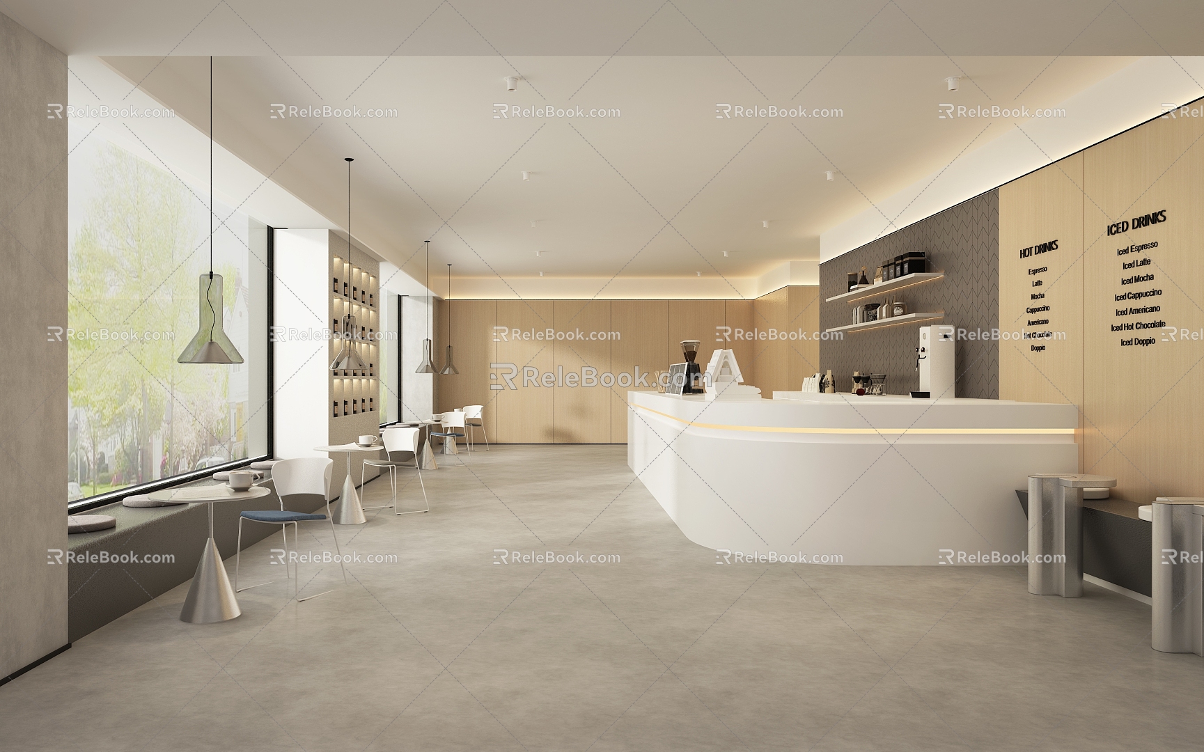 Ji Feng Milk Tea Shop Modern Milk Tea Shop Log Color Minimalist Style Beverage Shop Cake Shop Dessert 3d model