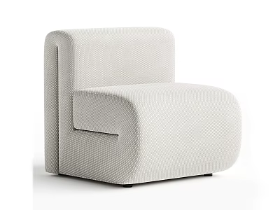 Modern Single Sofa With Light Gray Textured Fabric And Sleek Ergonomic Design 3d model