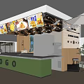 Bright Bubble Tea Shop Interior Design With Green Counter Logo And Menu Boards
