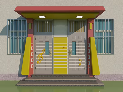 Yangqin classroom Yangqin modeling music modeling door Yangqin silhouette modeling 3d model