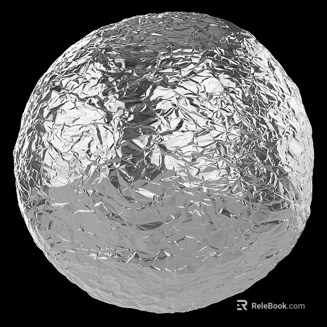 Silver Metallic Spherical Component With Crinkled Textured Surface For Modern Decorative Applications 3d model
