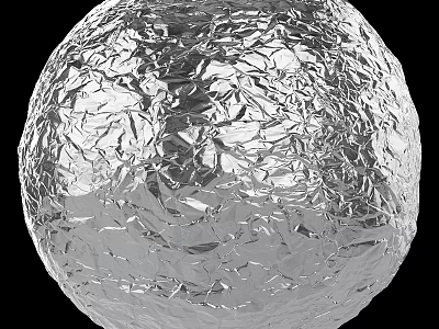 Silver Metallic Spherical Component With Crinkled Textured Surface For Modern Decorative Applications 3d model