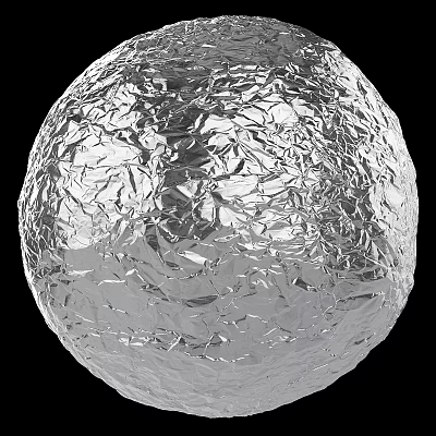 Silver Metallic Spherical Component With Crinkled Textured Surface For Modern Decorative Applications 3d model