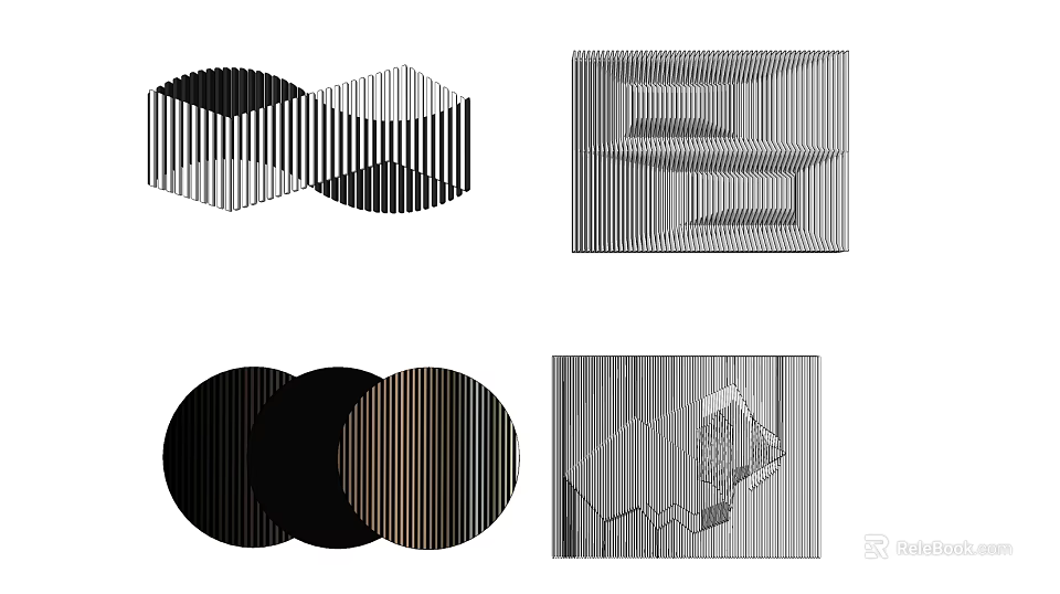 Modern Geometric Wall Decor With Striped Patterns And 3D Effects For Interior Design 3d model