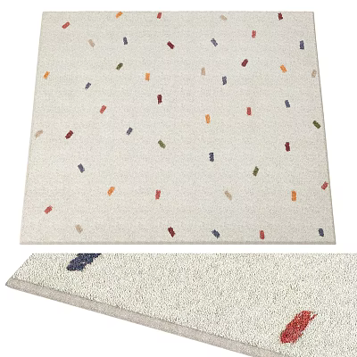 Light Colored Square Rug With Colorful Scattered Small Patterns For Home Decor 3d model