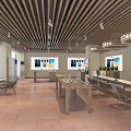 5G Integrated Modern Service Hall With Digital Screens And Computer Workstations