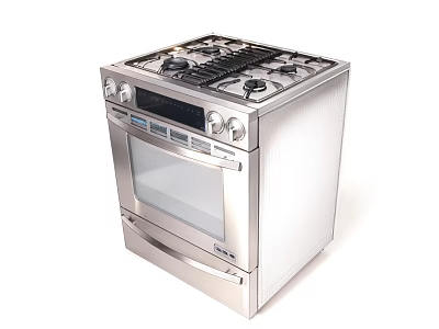 Stainless Steel Kitchen Gas Stove With Built In Oven Appliance Design 3d model