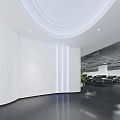 Modern Office Interior With Open Workstations Computers Office Chairs Green Plants And Exposed Ceiling Pipes