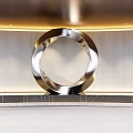 Metal Ring Sculpture with Modern Background Wall and Warm Lighting 3d model