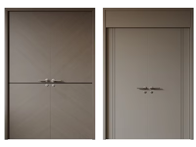 Modern Double Doors With Herringbone Texture And Neutral Finish Design 3d model
