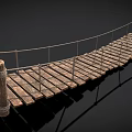 Rustic Wooden Rope Bridge Design With Planks Ropes And Support Posts 3d model