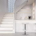 Bright All White Open Living Dining Room With Stunning Ocean View And Luxury Minimalist Furniture