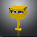 Outdoor Yellow Mailbox With Pedestal Stand And Blue Information Panels