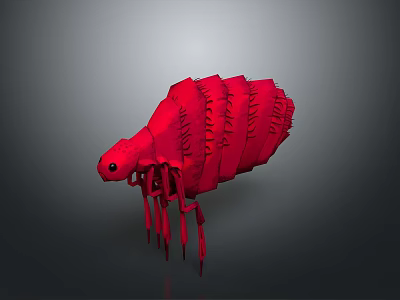 Red 3D Model of Arthropod-like Creature with Segmented Body and Long Thin Legs 3d model