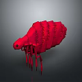 Red 3D Model of Arthropod-like Creature with Segmented Body and Long Thin Legs