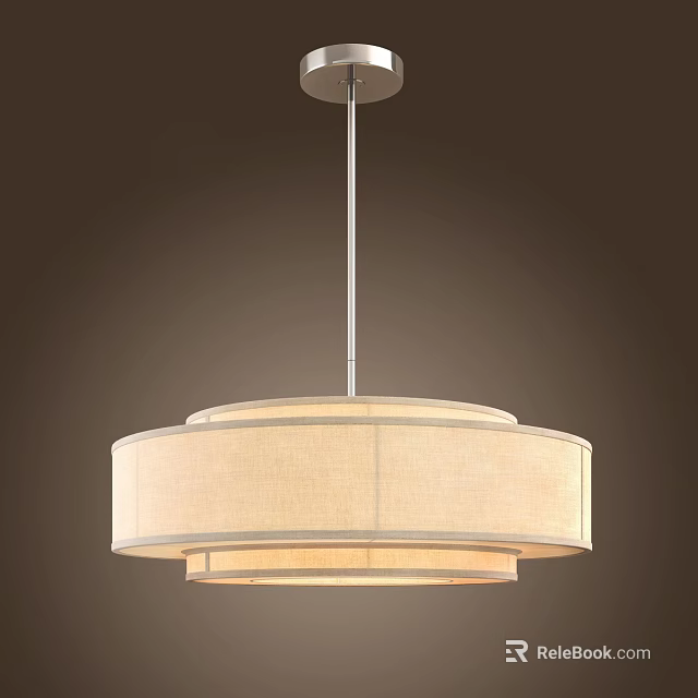 Modern Beige Fabric Chandelier With Round Two Layer Sleek Design For Interior 3d model