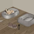 Gray Soft Bean Bag Chairs for Pet Dog Comfortable Indoor Lounging Area
