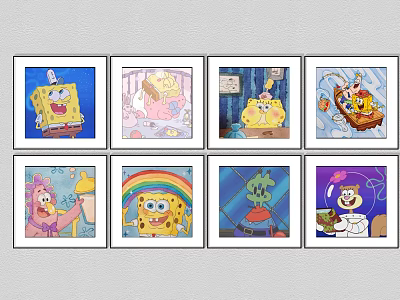 Modern Decorative Painting Children's Room Spongebob Decorative Hanging Painting 3d model
