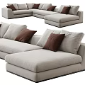 Modern Light Gray Sectional Sofa With Brown Cushions L Shaped Spacious Comfortable Design 3d model