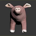 Pink Plush Pig Stuffed Toy With Smiling Face White Ears And Hooves