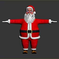 Elderly Man in Santa Claus Costume Spreading Arms with Red Hat and White Beard