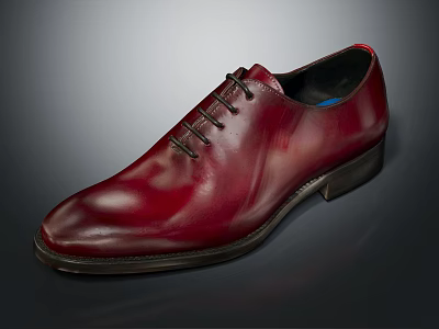 Red Leather Lace Up Dress Shoes with Classic Formal Design Black Sole Elegant Style 3d model