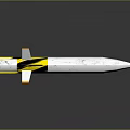 White And Yellow Space Rocket With Yellow Fins Red Nose Cone And Blue Details