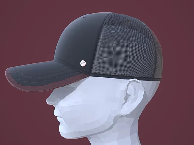 Dark Baseball Cap With Mesh Panel And Button On Mannequin 3d model