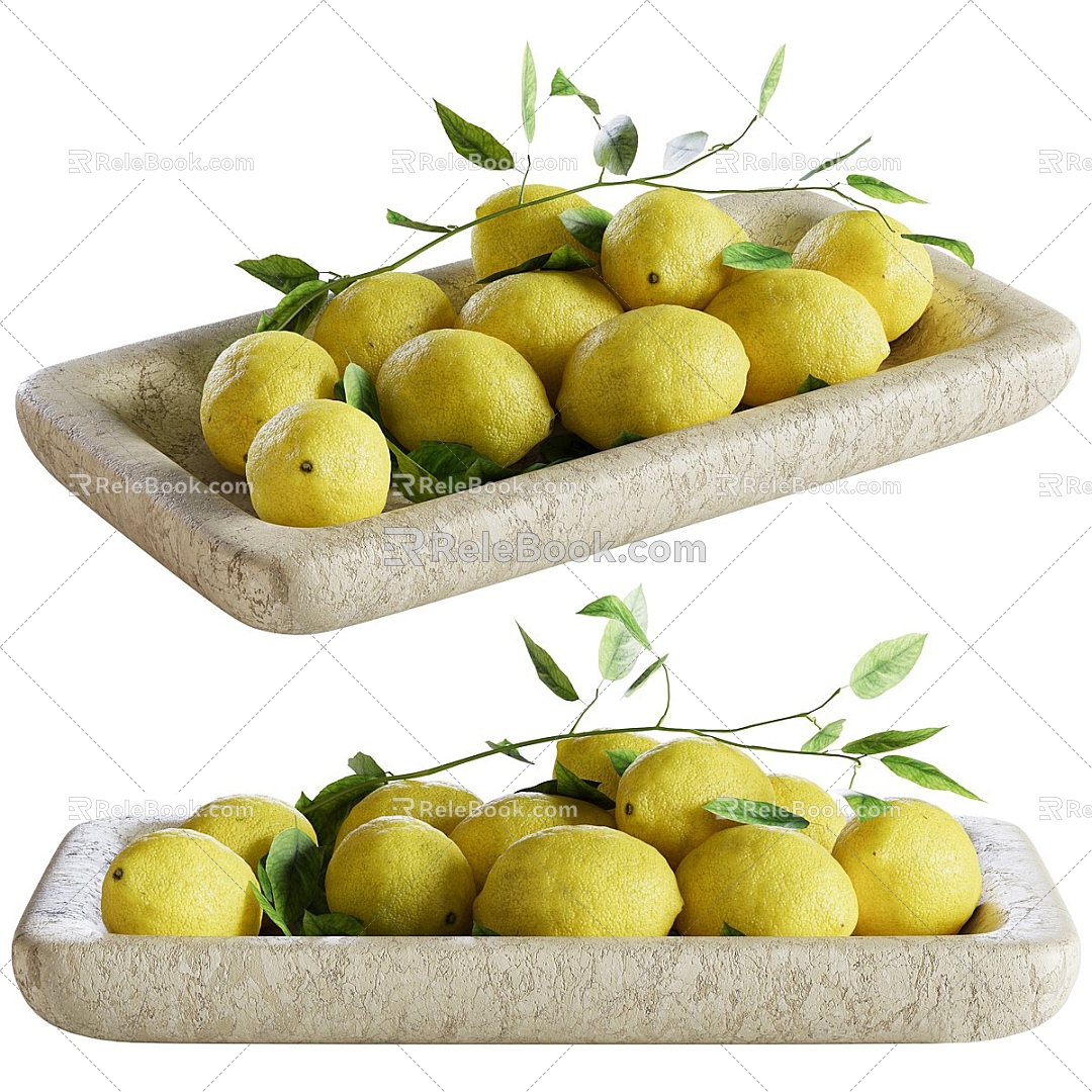 Modern Fruit Ornaments Lemon Fruit Plate Fruit Plate Ornaments 3d model