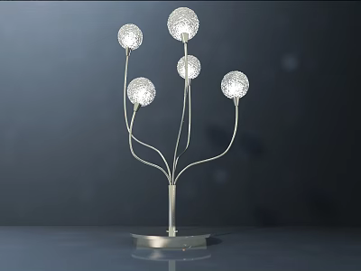 Modern Table Lamp With Five Spherical Light Bulbs And Silver Metal Stand 3d model