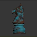 Chess Knight Piece With Blue Green Red Vintage Design For Board Game Entertainment
