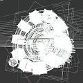 Futuristic Mechanical Device Featuring Blue Yellow Circular Structure Grid Center And Modular Parts