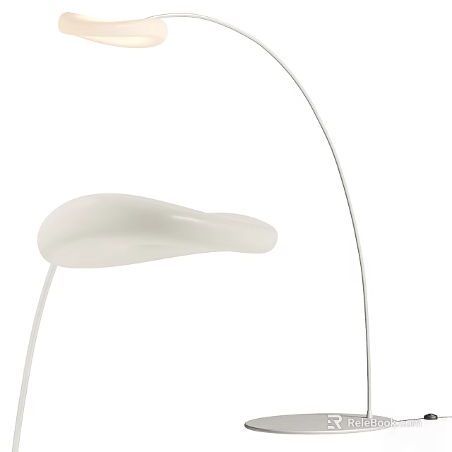Modern Floor Lamp With White Curved Shade And Sleek Metal Stand Design 3d model 