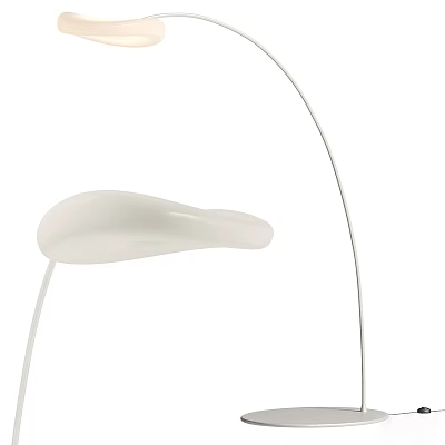 Modern Floor Lamp With White Curved Shade And Sleek Metal Stand Design 3d model