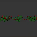 Clusters of Fresh Red Strawberries with Green Leaves Scattered on Gray Background