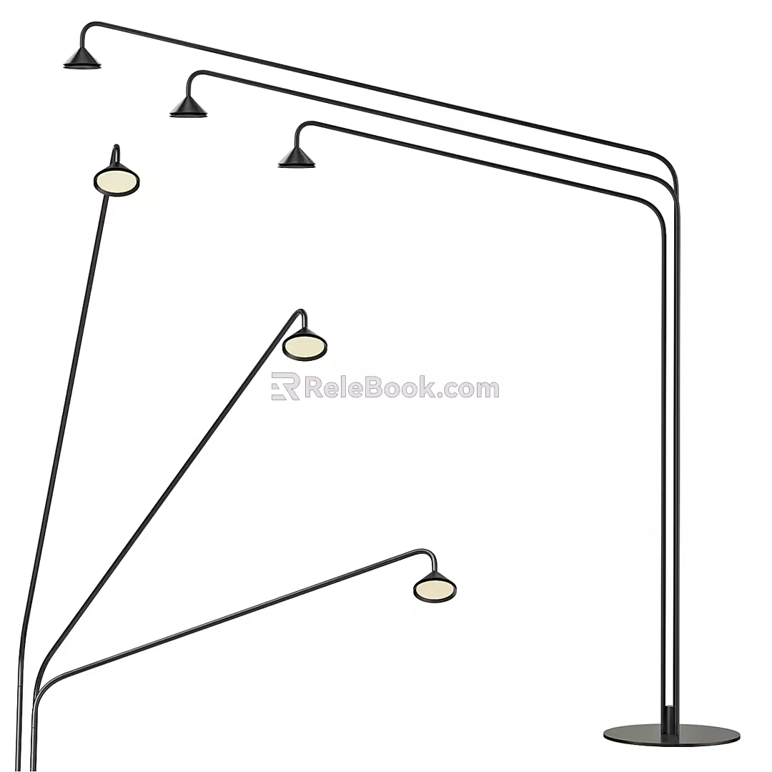 Minimalist metal three-headed floor lamp 3d model
